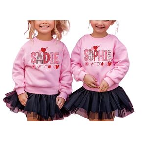 Personalized Valentine Kids Name Sweatshirt, Custom Girls Name Valentine Sweater, Valentine Alphabet Name Toddler, Valentine Shirt For Kids Valentines Day, Toddler Valentine Gift