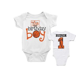 Basketball First Birthday Shirt Personalized Boys Sports Tee 1st Bday Bodysuit Baby Boy Outfit