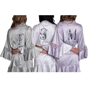 Ruffle Lace Satin Robes,Wedding Robe, Bridal Robes with lace Trim, Bridesmaid Proposal, Custom Robes, Silk Bridesmaid Robes,Bridal Party Gift, Bridesmaid Robe, Bridal Party Robes