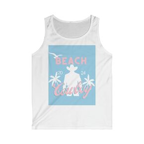 Beach Cowboy Mens Tank Top, Sleeveless Beach Shirts for Men, Summer Tank Shirts, Casual Tank Top, Mens Muscle Shirt, Spring Break Tank (S, Grey)