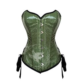Green Crocodile Textured Faux Leather Overbust Corset Top - Plus Size, Steel Boned, Waist Training (30" (For 34-35 inch Natural Waist))