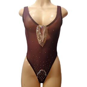Purple rhinestone swimwear with applique small (S) in Saudi Arabia