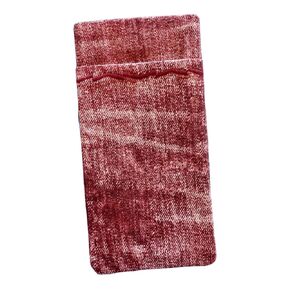 Double Eyeglass Case - Burgundy Fabric Eyeglasses Pouch - Two Pocket Organizer Case