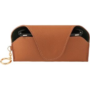Leather Sunglass Holder for Car with Detachable Visor Clip, Travel Eyeglasses Case Keychain Organizers and Storage
