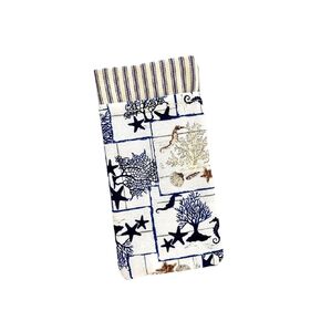 Nautical Fabric Double Eyeglass Case - Eyeglass Pouch for 2 Pairs - Two Pocket Glasses Case
