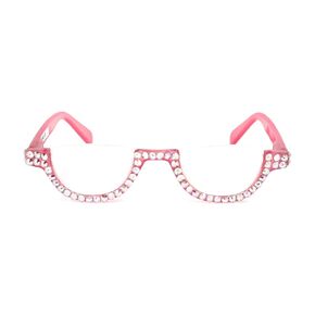 The Half Moon, Crystal Bling Reading Glasses Women Adorned with AB Genuine European Crystals. Pink. NY Fifth Avenue.