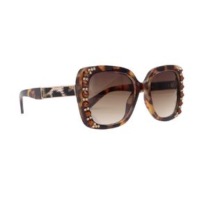 Emory Bling Square Women Sunglasses W Genuine European Crystals, 100% UV Protection. Brown NY Fifth Avenue