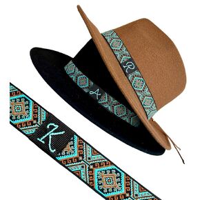 Custom Western Style Hat Band, Personalized Cowboy Hatband, Adjustable Fedora Hat Belt, Turquoise Women or Men Hat Bands