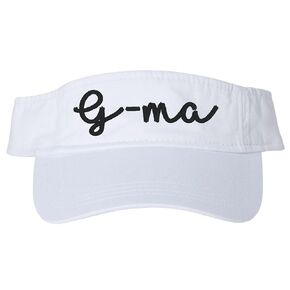 Women's G-ma Gma or Custom Text Name Nickname Visor Script Cursive Font, Embroidered Handmade Cute Hat for Her Birthday Gift Present, Mother's Day Christmas Gender Reveal Baby Shower