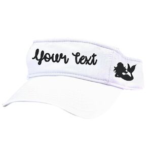 Embroidered Custom Text Or Salty Mermaid Visor, Name Nickname Girls Trip, Beach Cruise Lake Hat, Name on Front Mermaid on Side Corner, Cute Women's Mexico Cancun Cabo Hawaii