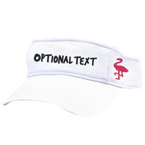 Women's Embroidered Optional Custom Text Flamingo Visor, Nickname Girls Trip, Beach Cruise Lake Hat, Name on Front Flamingo Side Corner, Cute Women's Mexico Cancun Hawaii Summer Pool Florida