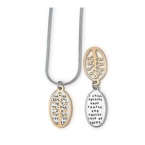 Necklace by Kathy Bransfield | Anne Frank | Hidden Messages | Words | Jewelry | Gift For Her | Inspirational | Quote Jewelry | Mixed Metal
