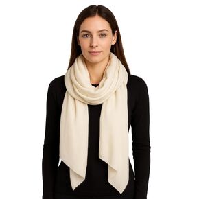 Ivory Solid Pashmina Scarf, Off White Handwoven Pashmina for Formal Events, White Kashmiri Pashmina for Weddings, 2497859916183 (70 x 200 cm)