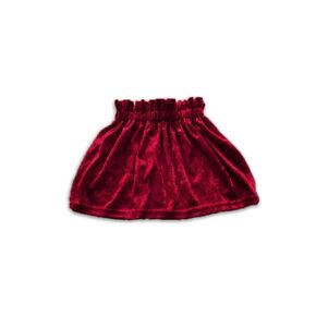 Girls Red Crushed Velvet High Waist Cinched Skirt