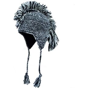 Gray Mohawk Hat - One Size | 100% Wool - Handmade in Nepal | Unisex - Boho Hippie Animal Hat - Grey Gray Mohawk Winter Hat Knitted