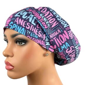 Euro Scrub Hat, Surgical Scrub Cap, Surgery Scrub Hat, Anesthesia Words Scrubhat, DK Scrub Hat, Teal