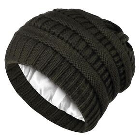 Locsanity Handmade Satin Lined Winter Knit Beanie (Beige)