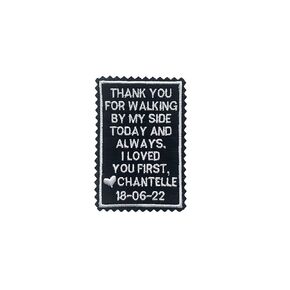 Personalized Father of the Bride Tie Patch, Embroidered Wedding Suit Label, Personalized Suit label, Wedding Gift for Dad