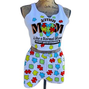 Onlymoms Women's Rib-Knit Bow Cami Lounge Set with Printed Logo Mothers's day (M)