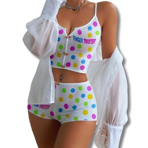 2 Pcs Women Sexy Nightwear Short Sleeve Pajama Set Sleepwear Loungewear (L)