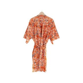 Hand Dyed Woman Boho Batik Robe Kimono Pockets 100% Cotton Wrap Maxi Shower Beach Wear Duster Cover Pijamas PJ Pjs Lounge Comfy Bridesmaid Gift (Prairie)