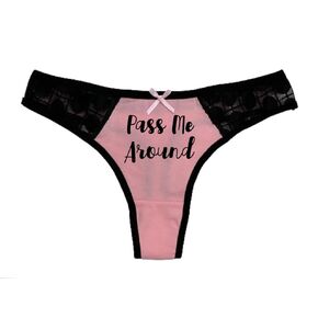 PASS ME AROUND Thong - Choose Your Thong Color - HotWife Swingers MFM Threesome Cuckold Hot Wife (M, Pink)