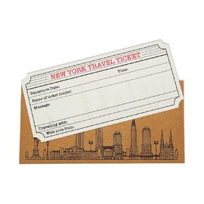 New York White (مع تأثير وميض الذهب) تذكرة سفر ومظروف (DIY). New York تحت عنوان التذاكر (DIY) هدية عطلة مفاجأة.