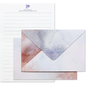 Tuhangcc minimalist Stationery Set - Hand Blended Colors, 12 Envelopes (4x6 in) & 24 Lined Paper for Wedding Love Letters, Invitations, Anniversaries (Smoky Lavender)
