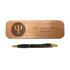 Personalized Psychiatrist Engraved Coated Brass Pen with Case Custom Text Psychology