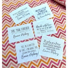Sarcastic Quilt Label Assortment - Personalized Quilt Label Set
