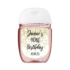30 Custom Hand Sanitizer Labels | Party Favor Stickers (Gold Confetti)