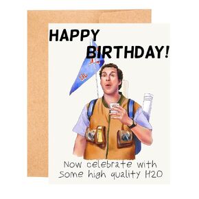 Bobby Boucher Waterboy Birthday Card, Funny Pop Culture Birthday, High Quality H2O movie card, Waterboy Fan Gift, Adam Sandler greeting card (Happy Birthday now celebrate with some high quality H2O)