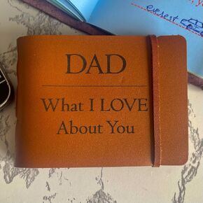 What I Love About You Dad Fill-in Book, Personalized Leather Journal for Dad, Handmade Fathers Day Gift from Daughter, Sentimental Custom Book for Dad's Birthday, Christmas Stocking Stuffer (Classic) in Saudi Arabia