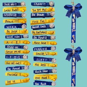 30Pack Lucky Duck & Volleyball Wooden Cheer Pins with Blue Pin Me Ribbons – Motivational Clothespins, Cheerleaders Inspiring Phrases for Teams, Backpacks, Sports Gifts(Handwrite)