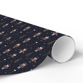 Navy Nutcrackers Christmas Wrapping Paper, Holiday Gift Wrap, Festive, Dark, Stationary, Elegant, Minimalist, Moody Tones