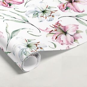 Lily Flower Wrapping Paper | Floral Gift Wrap | Wrapping Paper Rolls | Gift Wrap | Premium Gift Wrap| Wedding Gift Wrap | Watercolor