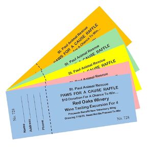 500 Custom Printed Raffle Tickets For Your Fundraiser! Your Choice Of Card Stock Printed, Numbered & Perforated With Stub. Great for Fundraising, 50/50 And Weddings. Other Quantities Available.