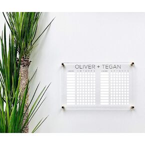 Large Clear Acrylic Chore Chart for wall | Dry-Erase Message White Board Calendar Wall Mounted Office Home Family Organization Tools Must Haves School Kids Adult Mom Teen Monthly Weekly ADHD Tools