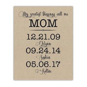 My greatest blessings call me DAD, MOM, Grandpa, Grandma - Wall Art - Custom - 8x10 UNFRAMED Print - Recycled - Eco Friendly