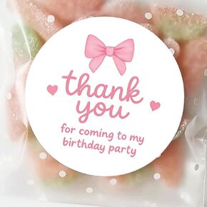 120 x “Thank You for Coming to My Birthday Party" Sweet - Style Stickers for Girl’s Birthday Parties, Envelope Stickers for Birthday Party Invitation (PINK)