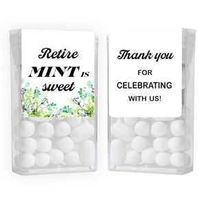 80PCS Retire Mint Is Sweet Favors Labels | Greenery Foliage Stickers for Tic Tac Favors | 1.5" x 4" Retirement Party Favors | Thank You for Celebrating with Us