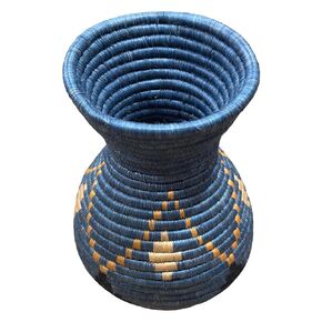 Handwoven Sisal basket Vase African Handmade Decorative basket Flower Vase for Home Decor Accent Centerpiece Zen designs arts and crafts (Teal Natural)
