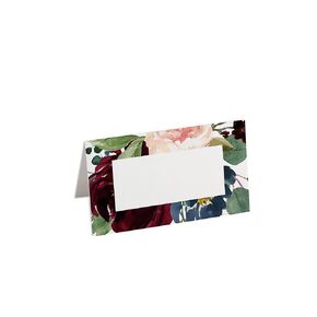 Burgundy Floral Place Cards, Pack of 100, Wedding Seating Cards, Escort Cards, 2.5 x 3 inches, Scored and Ready To Use