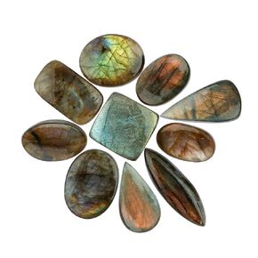 CRYSTALIS Labradorite (10pcs) (20-25mm) Natural Loose Gemstone Wholesale Bulk Cabochons Jewelry Making Supply, Chakra & Healing Polished Stone, Wire Wrapping, DIY, Gem Collection (Mix-fire)