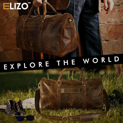 Real Genuine Leather Duffle Bag - Hickory, Hickory in Kuwait