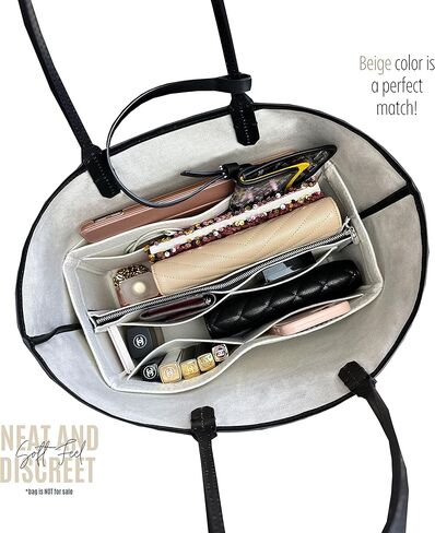 Bag Organizer for St louis PM Bag Organizer St Louis GM Tote Bag Insert Handmade 3mm Premium Felt Snug Sturdy Silver Zipper (For St Louis PM, Beige) in Saudi Arabia