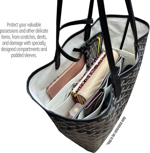 Bag Organizer for St louis PM Bag Organizer St Louis GM Tote Bag Insert Handmade 3mm Premium Felt Snug Sturdy Silver Zipper (For St Louis PM, Beige) in Saudi Arabia