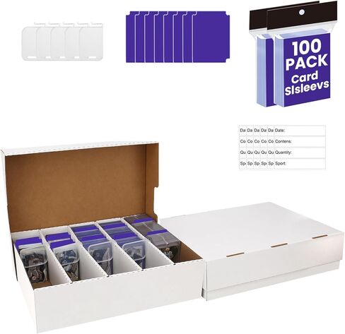 مربع تخزين بطاقات التداول سعة كبيرة ، CARD CASE-3940 بطاقة ، تشمل 50 من الأكمام الناعمة ، 8 فواصل و 5 مؤيدين-للرياضة ، TCG ، MTG بطاقات ((حزمة واحدة) in Kuwait