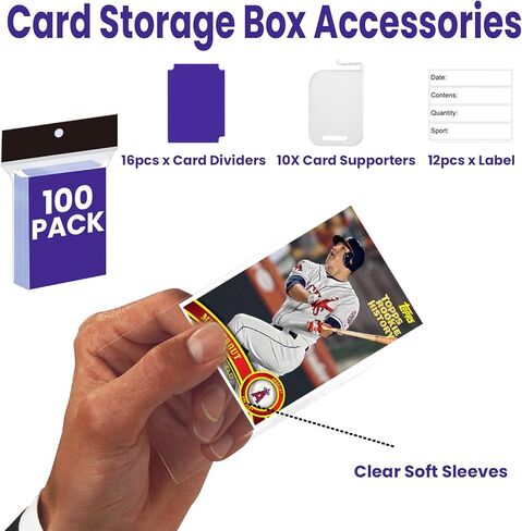 مربع تخزين بطاقات التداول سعة كبيرة ، CARD CASE-3940 بطاقة ، تشمل 50 من الأكمام الناعمة ، 8 فواصل و 5 مؤيدين-للرياضة ، TCG ، MTG بطاقات ((حزمة واحدة) in Kuwait