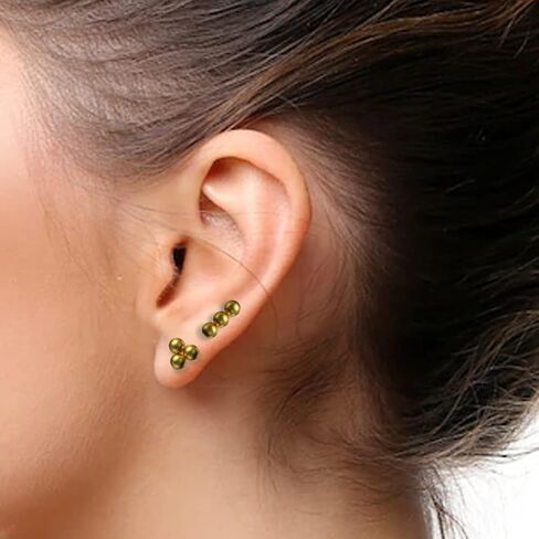 Hujiling G23 Titanium Studs Earrings, Hypoallergenic Earrings, Pure Titanium Tiny Trinity Ball Stud Earrings, Minimalist, Implant Grade Delicate Jewelry for With Sensitive Ears in Kuwait